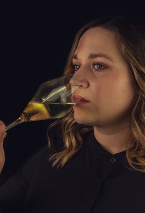 girl drinking riesling