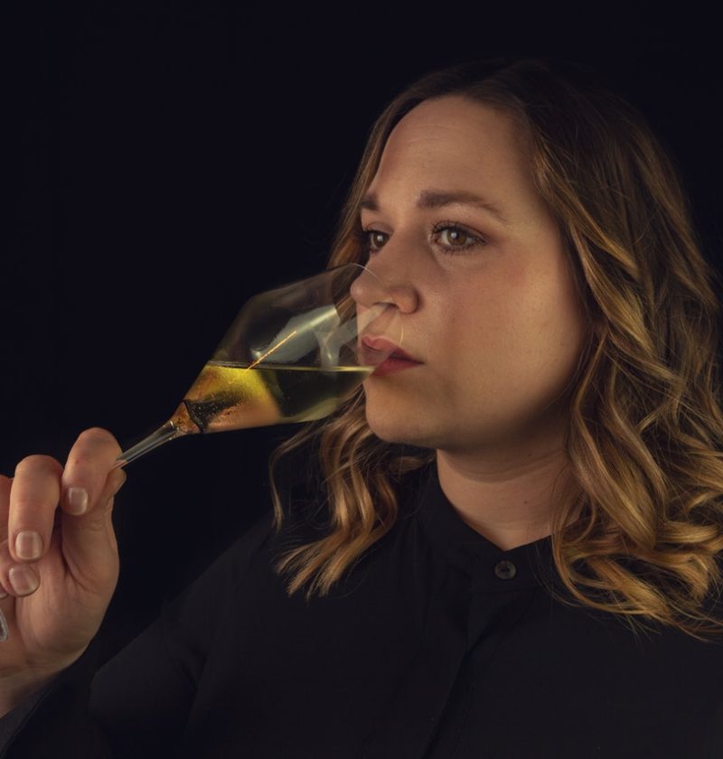 girl drinking riesling